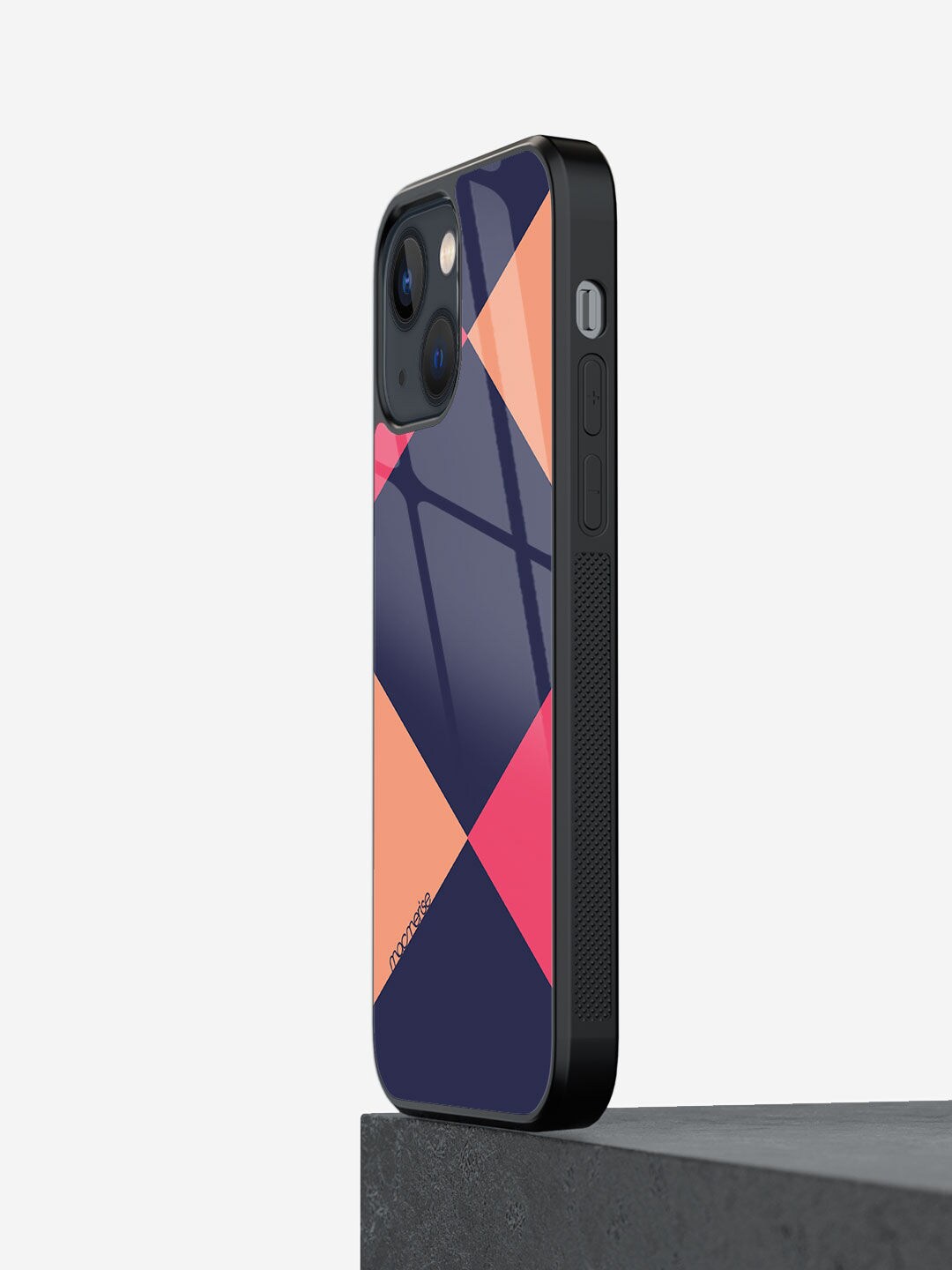 

macmerise Navy-Blue & Pink Criss Cross Blupink Printed iPhone 13 Mini Back Case