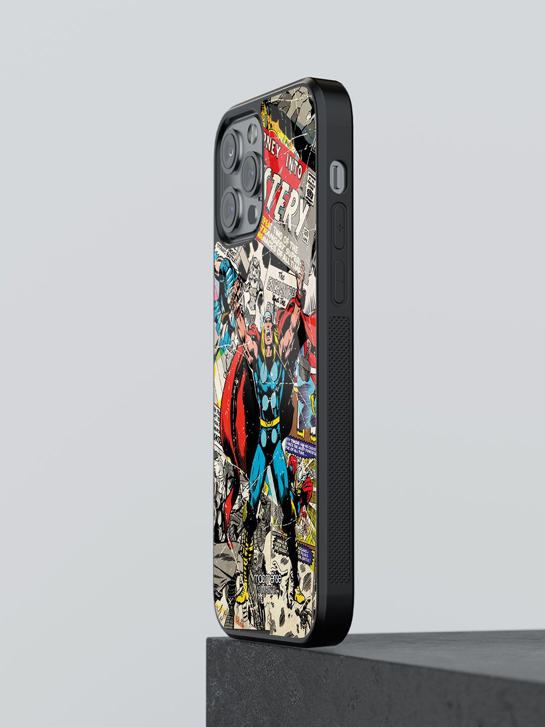 

macmerise Red & Blue Comic Thor Printed Iphone 12 Pro Max Glass Phone Case
