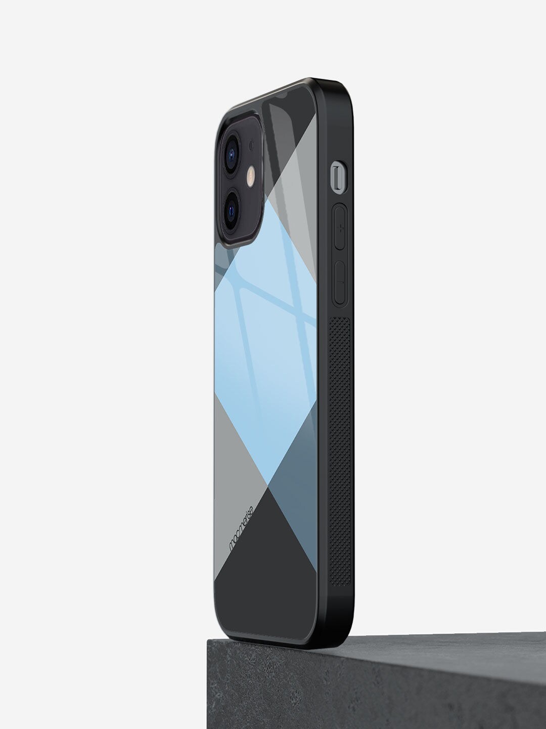 

macmerise Black & Blue Criss Cross Blugrey Printed iPhone 12 Mini Phone Case