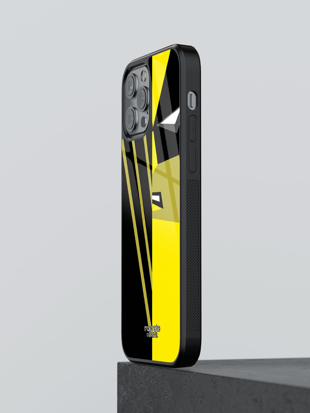 

macmerise Black & Yellow Printed iphone 13 Pro Max Glass Phone Back Case
