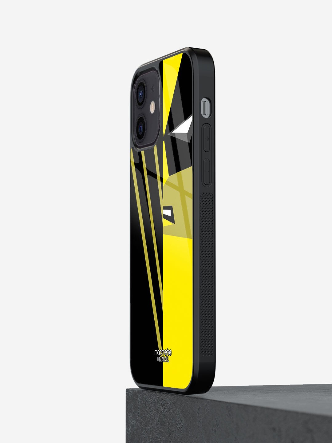 

macmerise Black & Yellow Face Focus Wolverine Printed Glass Case For iPhone 12 Mini