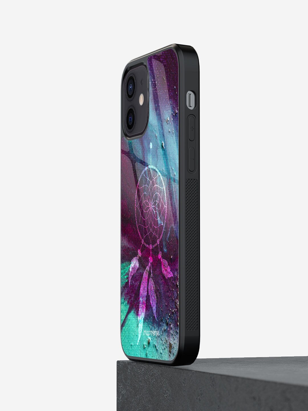 

macmerise Purple & Green Printed Iphone 12 Glass Phone Case