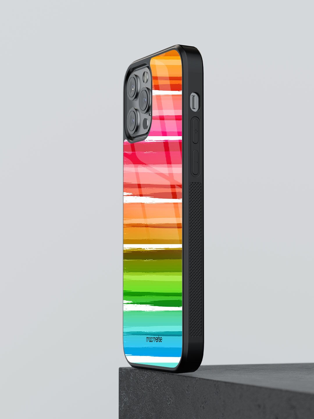 

macmerise Orange & Pink Printed iPhone 12 Pro Glass Phone Back Case