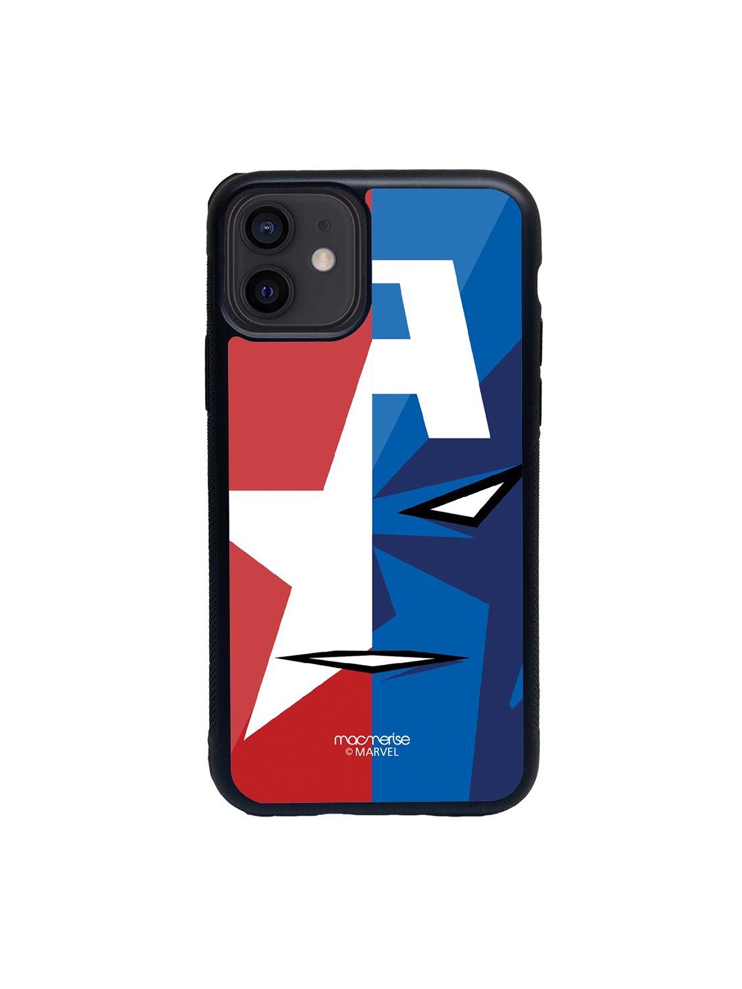 

macmerise Red & Blue Face Focus Captain America Printed iPhone 12 Mini Glass Back Case