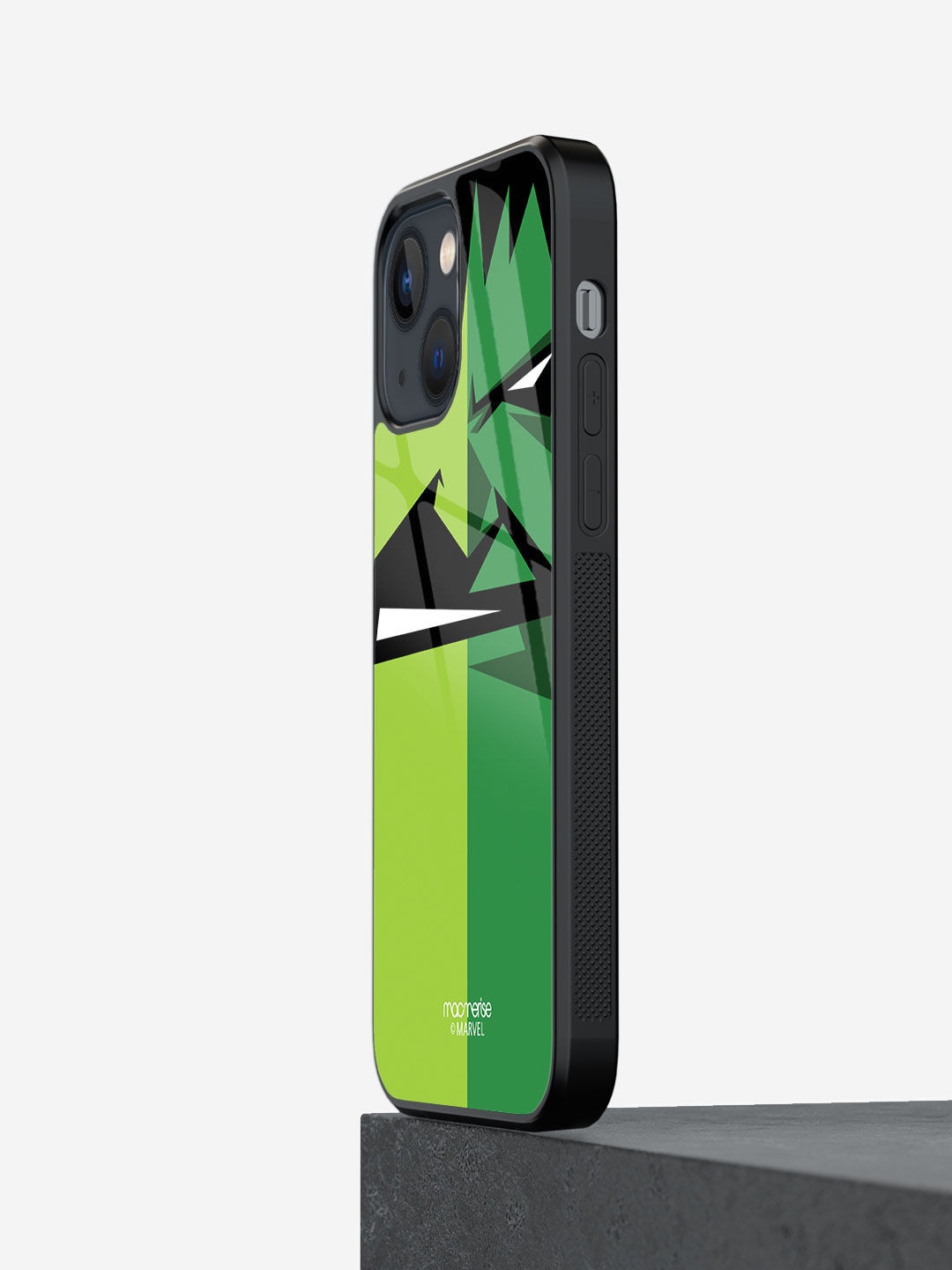 

macmerise Green & Black Printed Face Focus Hulk iPhone 13 Glass Phone Back Case