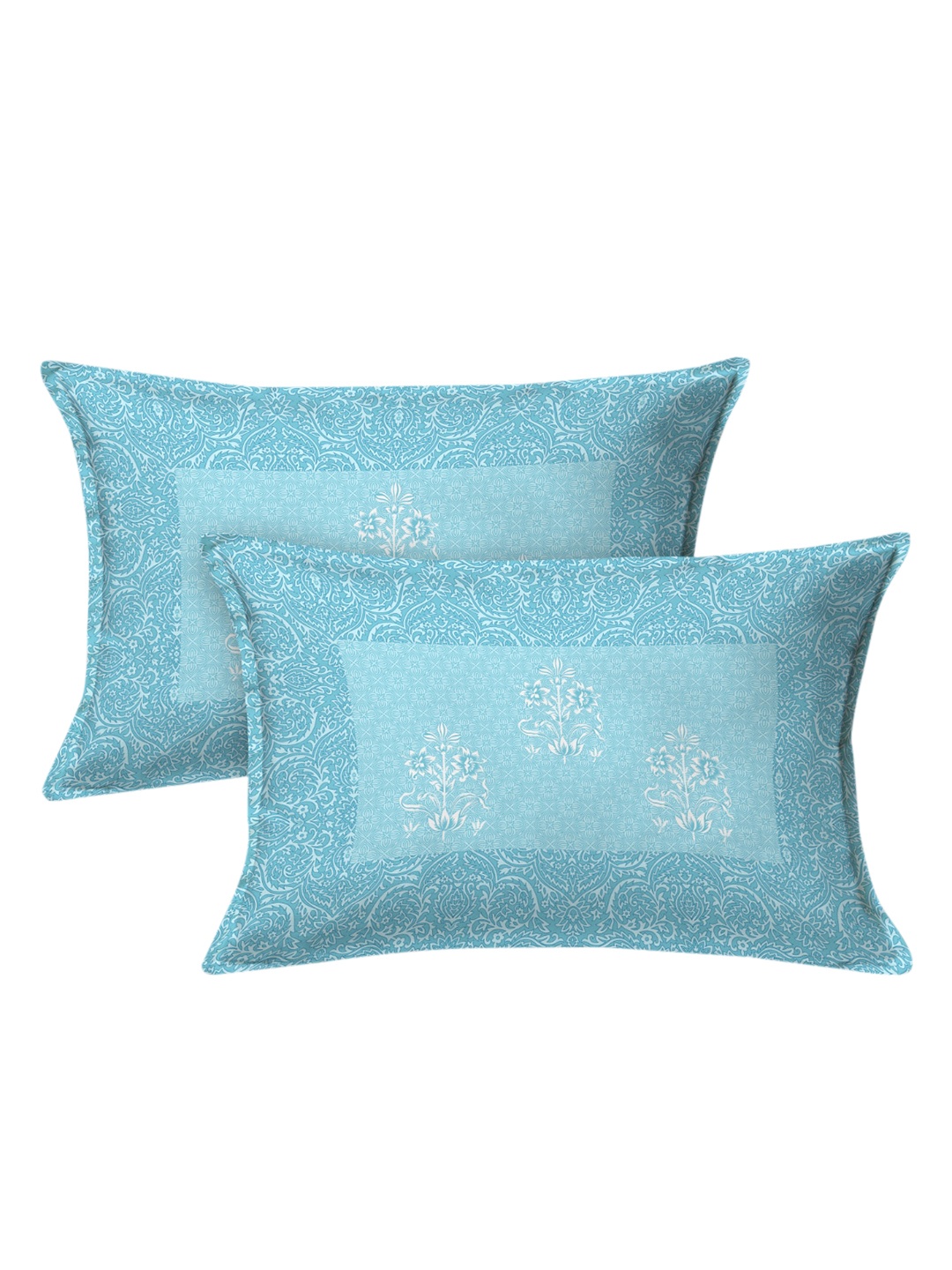 

EasyGoods Blue 320 TC Floral King-Size Bedsheet with 2 Pillow Covers