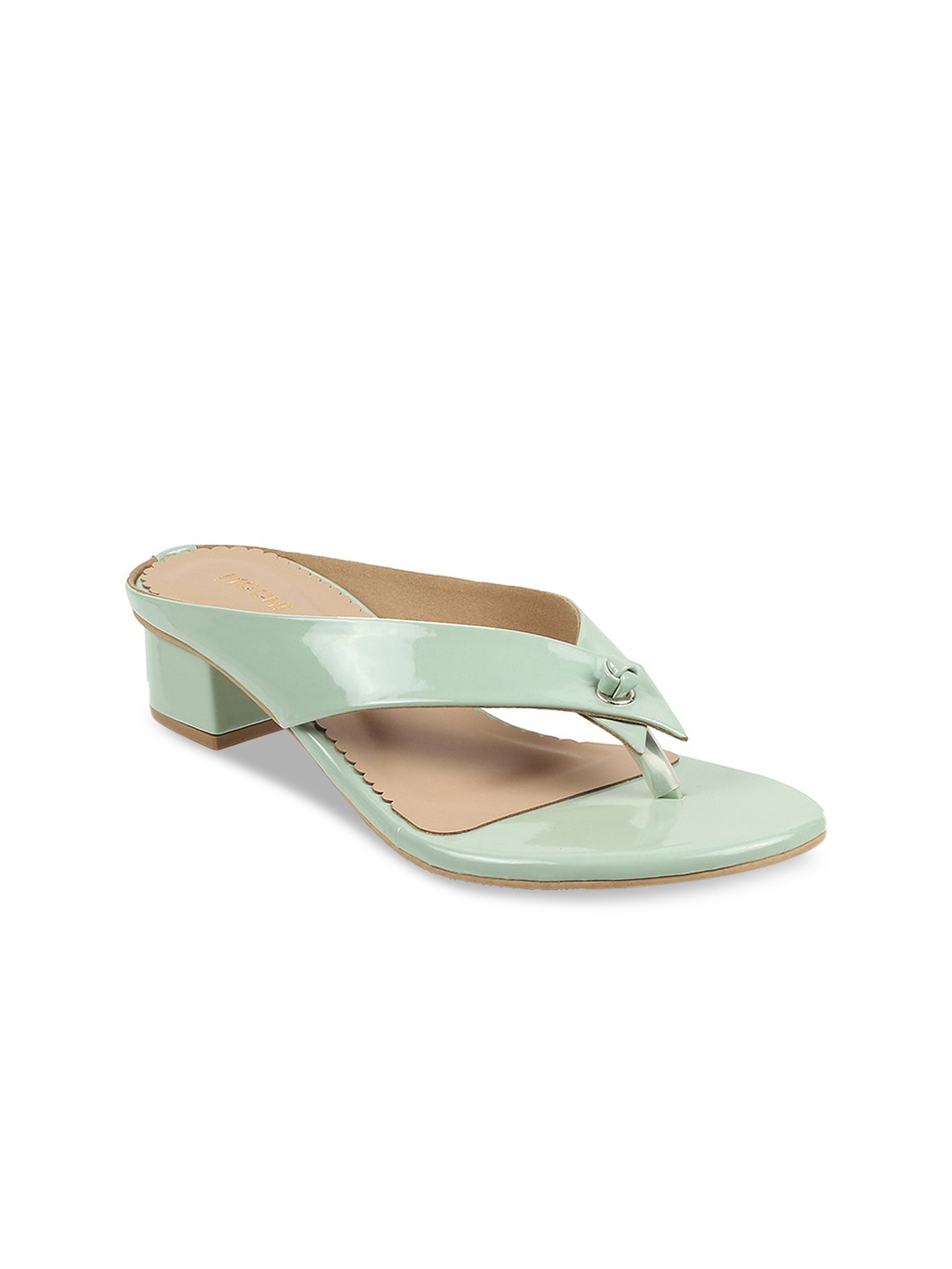 

Mochi Green Solid Block Sandals