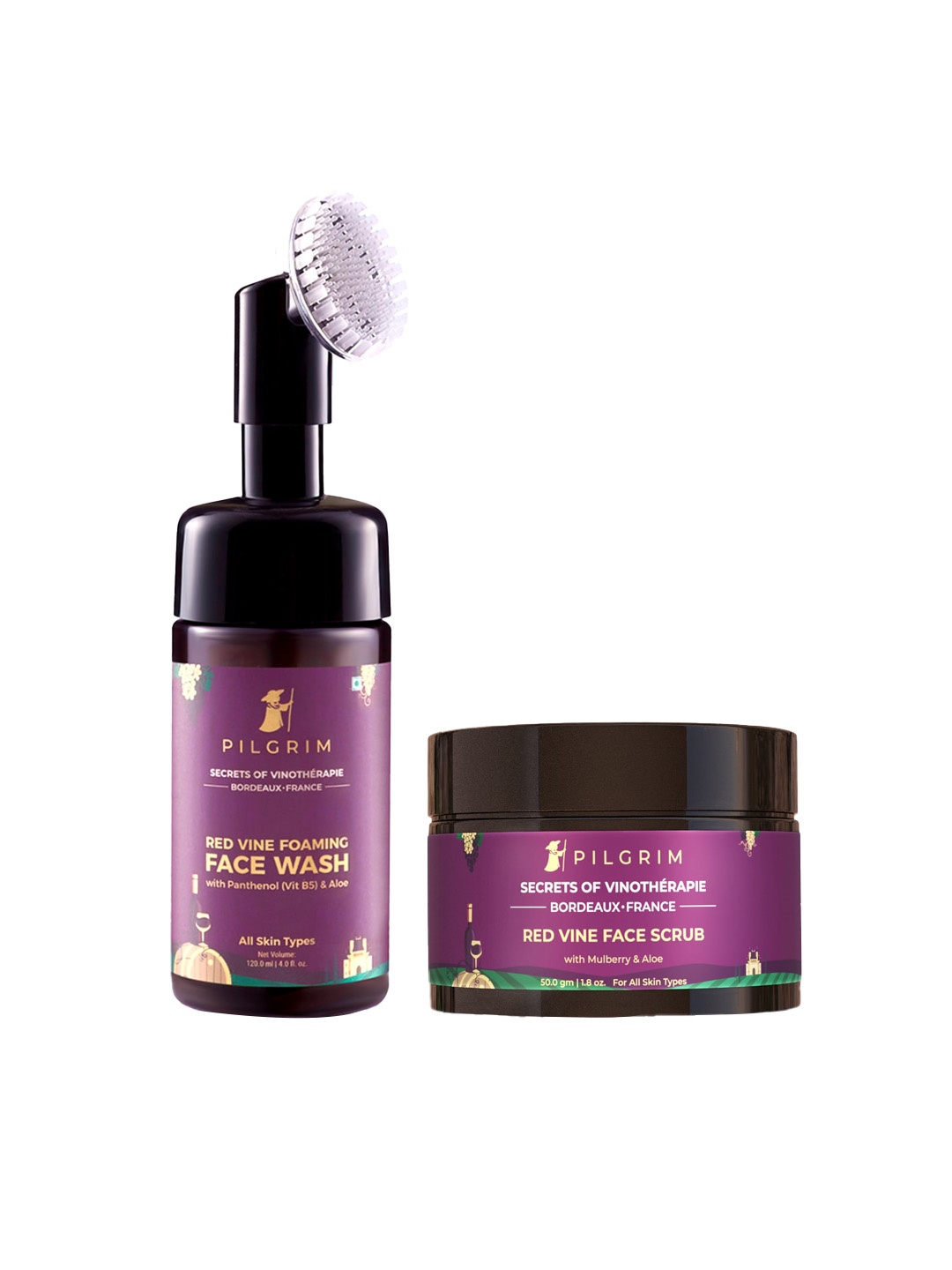 

Pilgrim Red Vine Clean Routine Combo Kit for Youthful & Firm Glowing Skin (120ml + 50g), Magenta