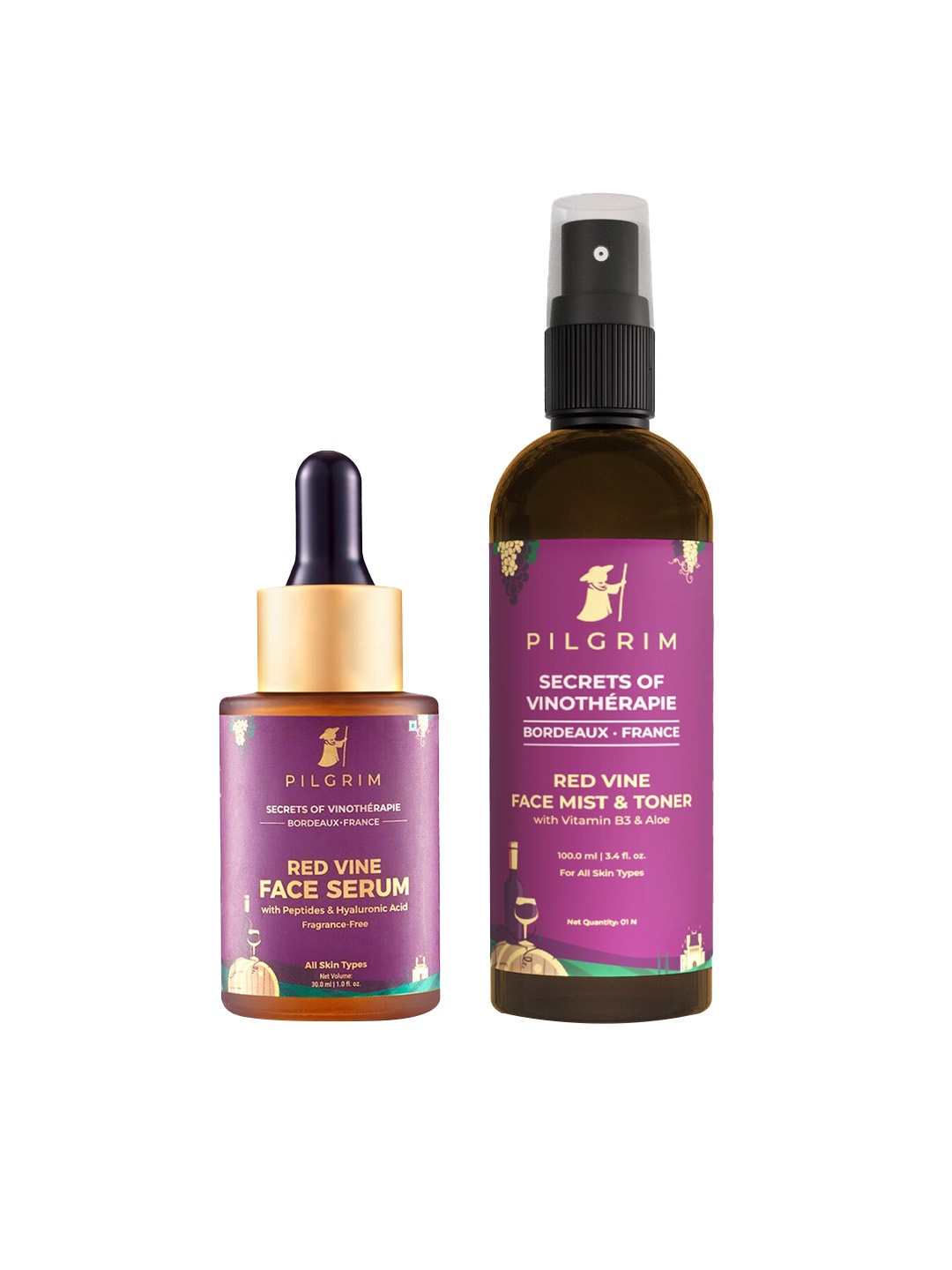 

Pilgrim Ultimate Anti-Ageing & Hydrating Combo Kit with Red Vine for Youthful Radiance 120ml, Magenta