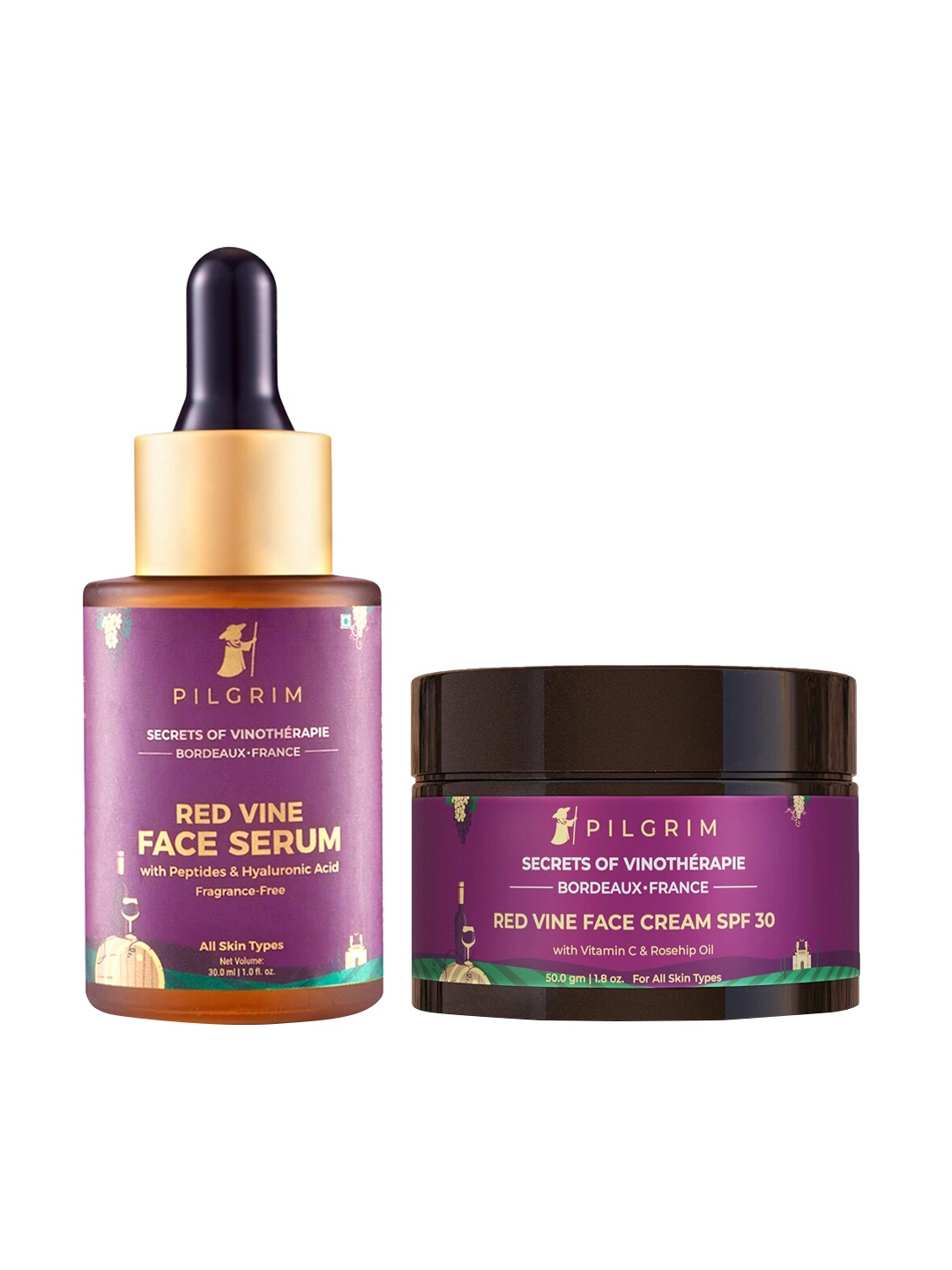 

Pilgrim Set Of 2 Magenta Red Vine Face Serum & Red Vine Face Cream SPF 30