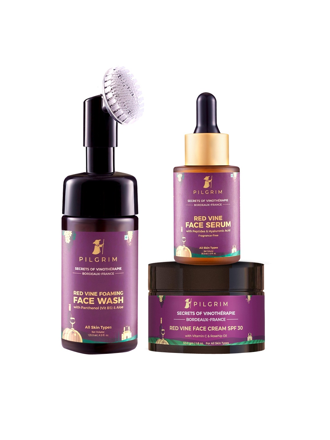 

Pilgrim Set Of 3 Magenta Rapid Radiance Face Wash, Face Serum & Face Cream 200ml