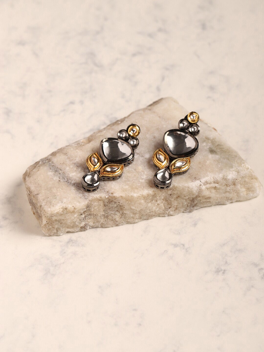 

Ruby Raang Silver-Plated Contemporary Drop Earrings
