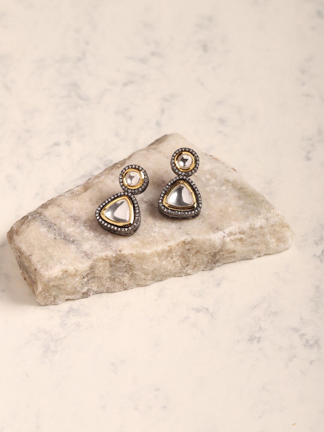 

Ruby Raang Silver-Plated Contemporary Drop Earrings