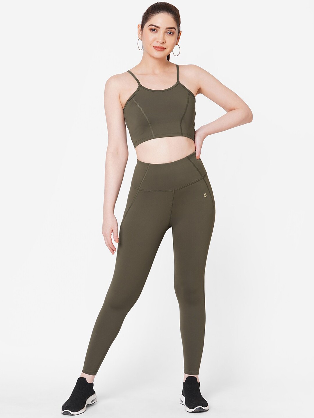 

BODD ACTIVE Women Olive Green Solid Tights