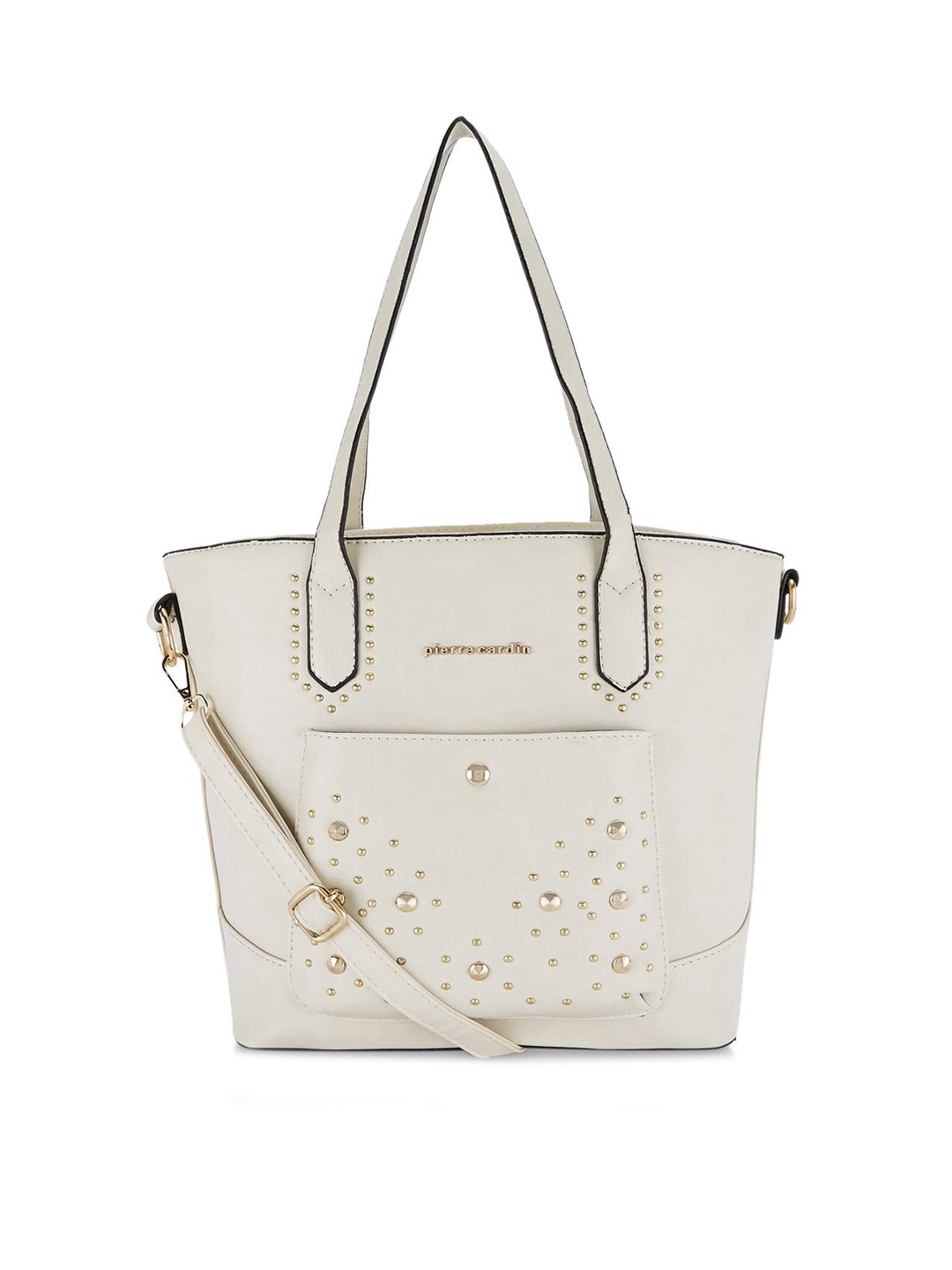 

pierre cardin White PU Embellished Structured Handheld Bag