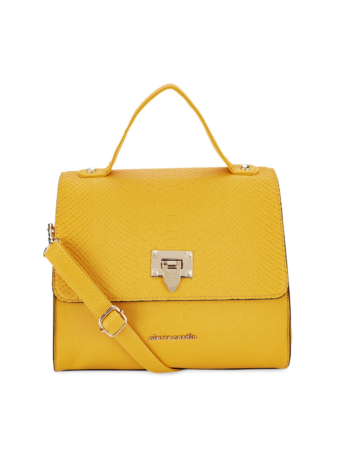 

pierre cardin Mustard PU Structured Satchel