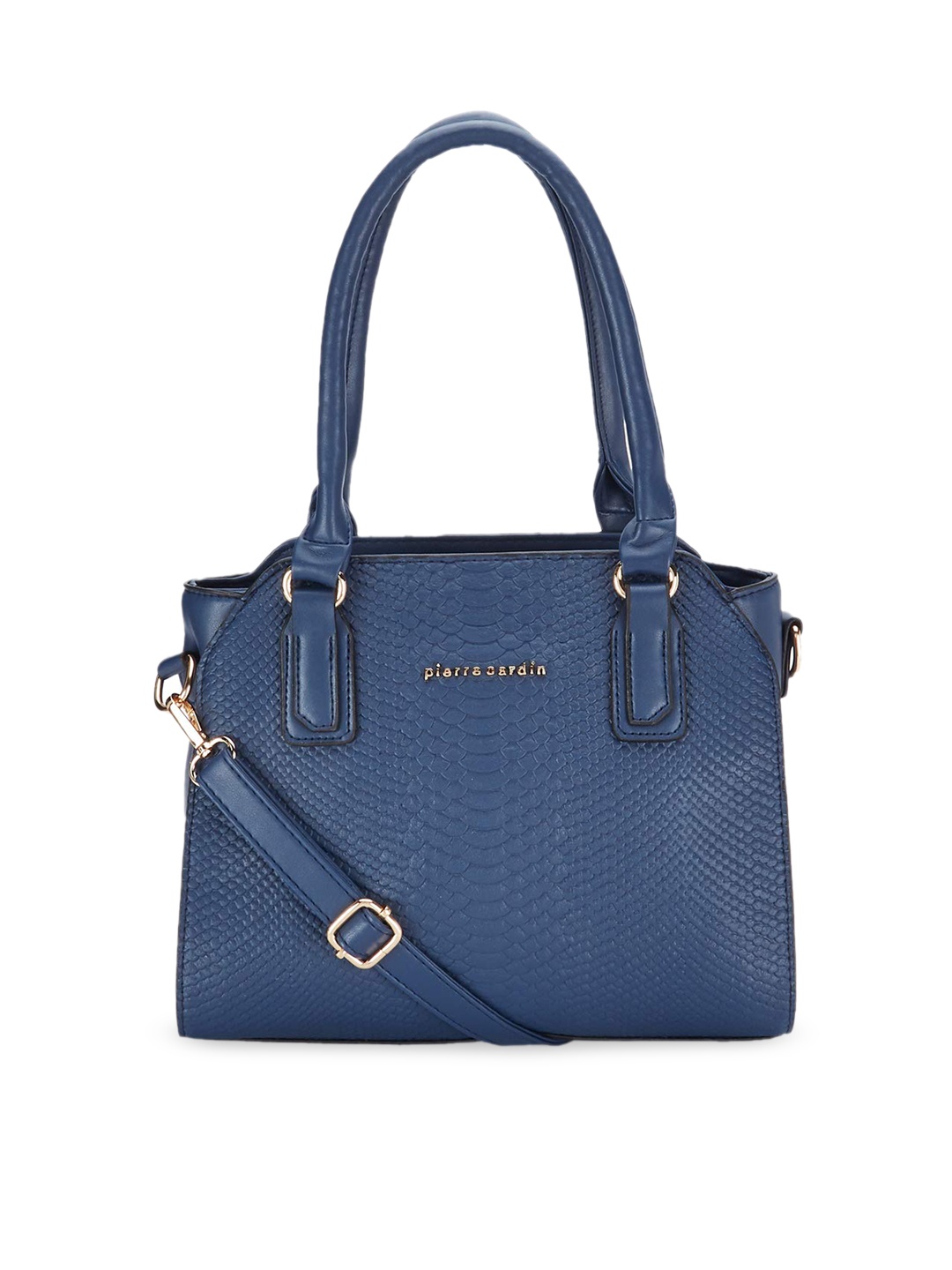 

pierre cardin Women Blue Textured PU Structured Handheld Bag with Quilted