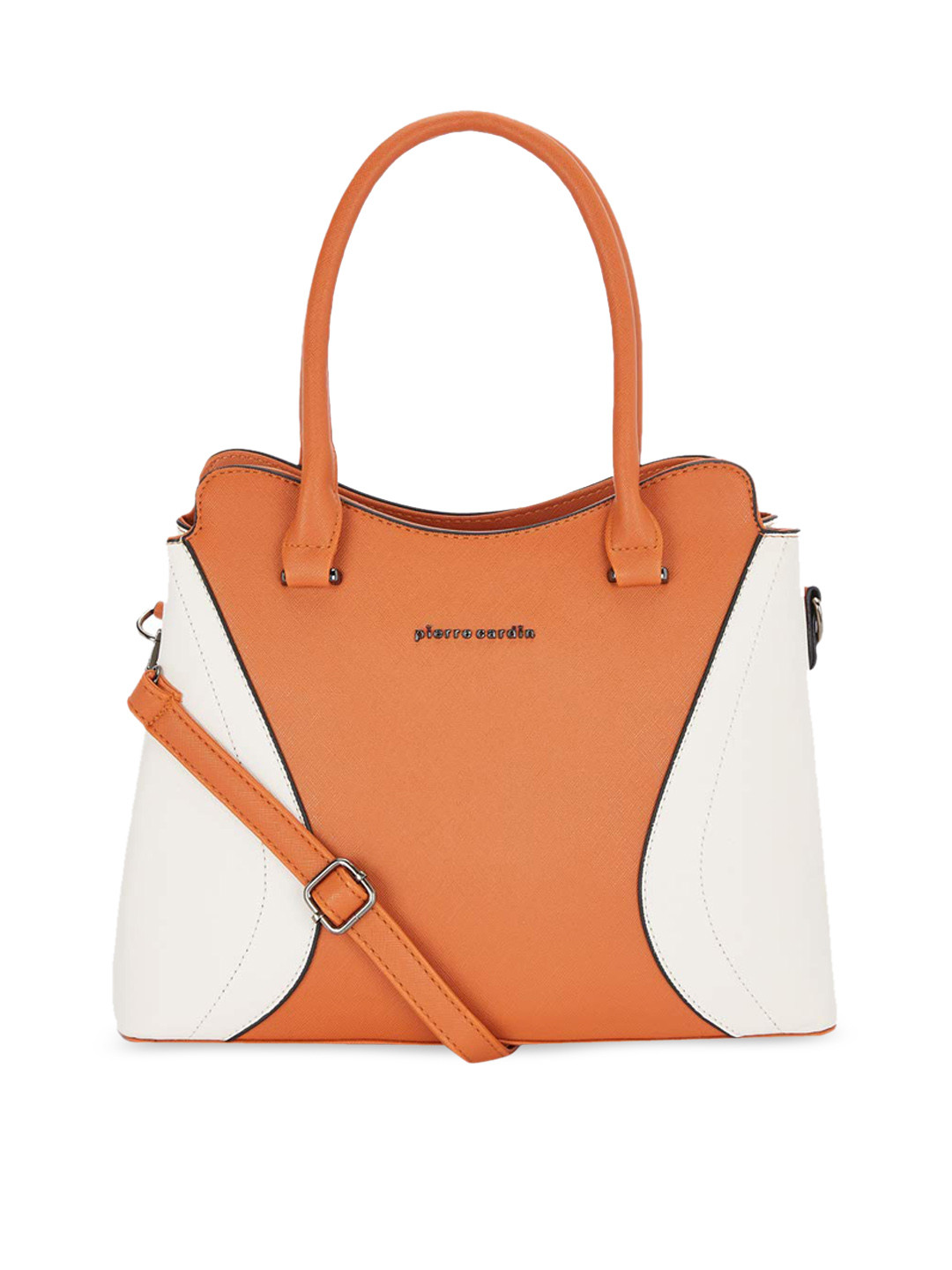 

pierre cardin Orange Colourblocked PU Structured Handheld Bag