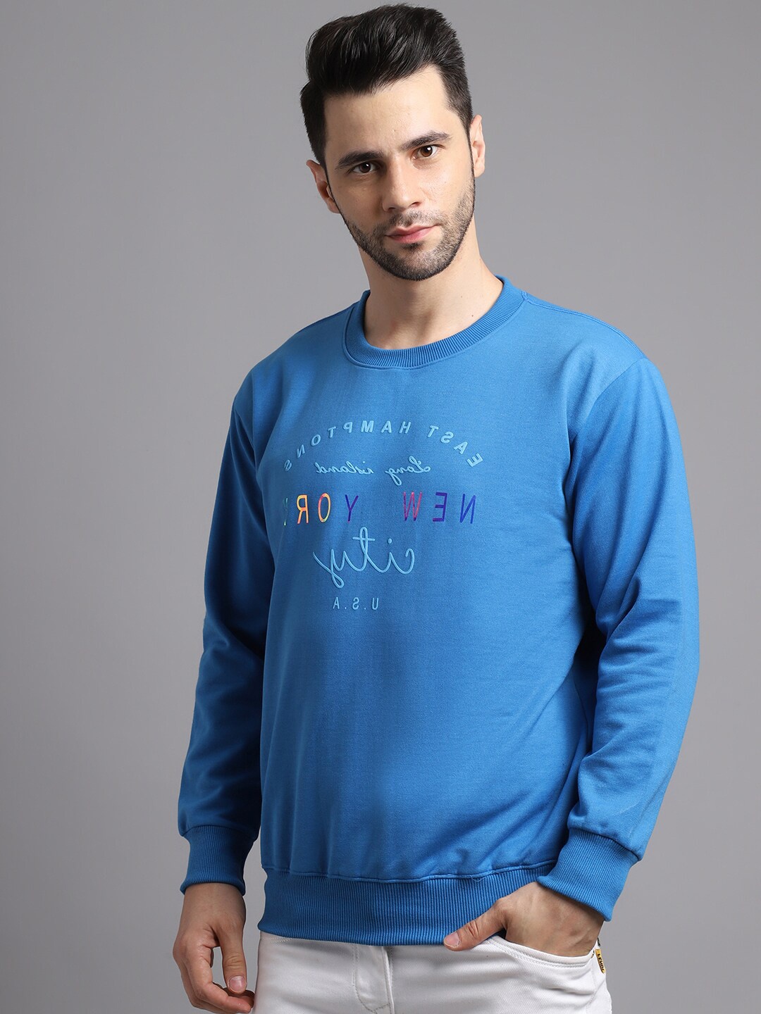 

MACK JONNEY Men Blue Printed Sweatshirt