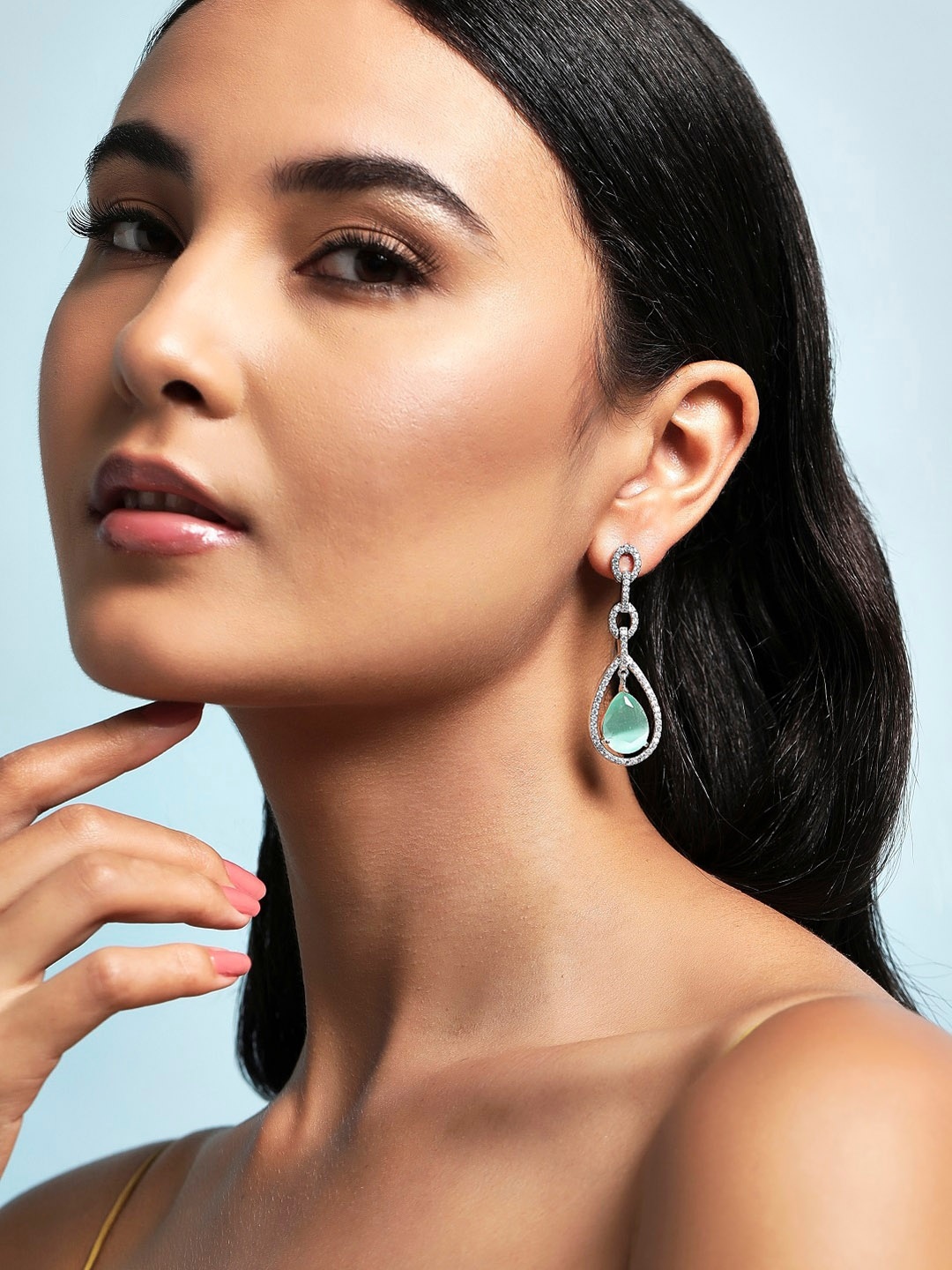 

Rubans Silver Plated & Blue Classic Drop Earrings