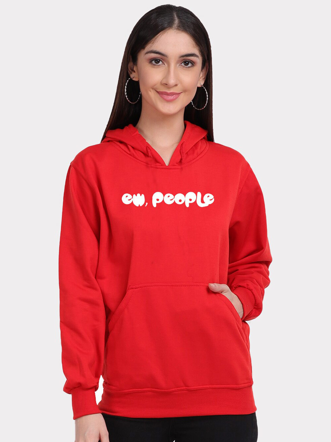 

Mad Over Print Women Red Printed Hooded Sweatshirt