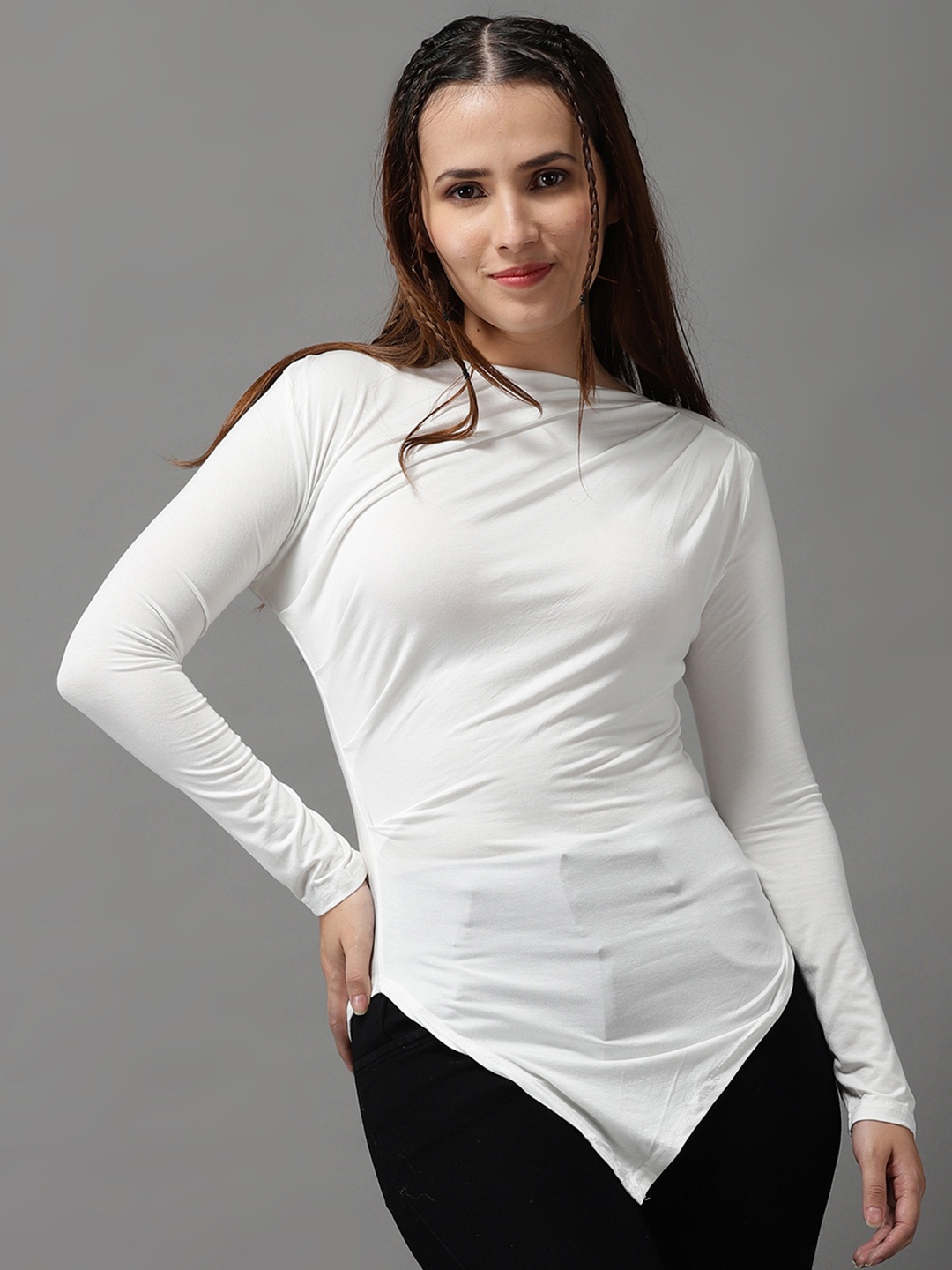 

SHOWOFF Women White Longline Top