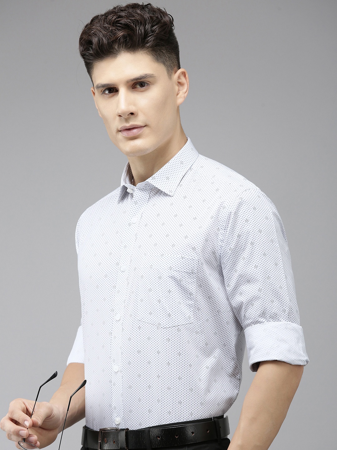 

Park Avenue Pure Cotton Printed Formal Shirt, White