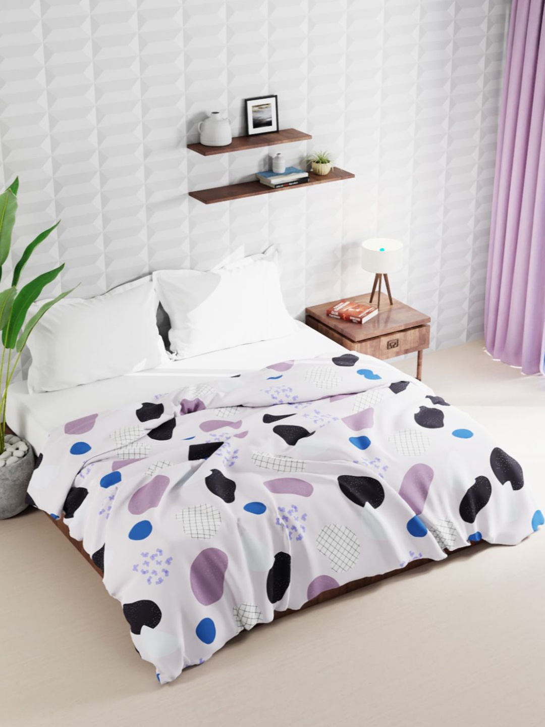 

BIANCA Geometric Microfiber AC Room 120 GSM Double Bed Quilt, Pink