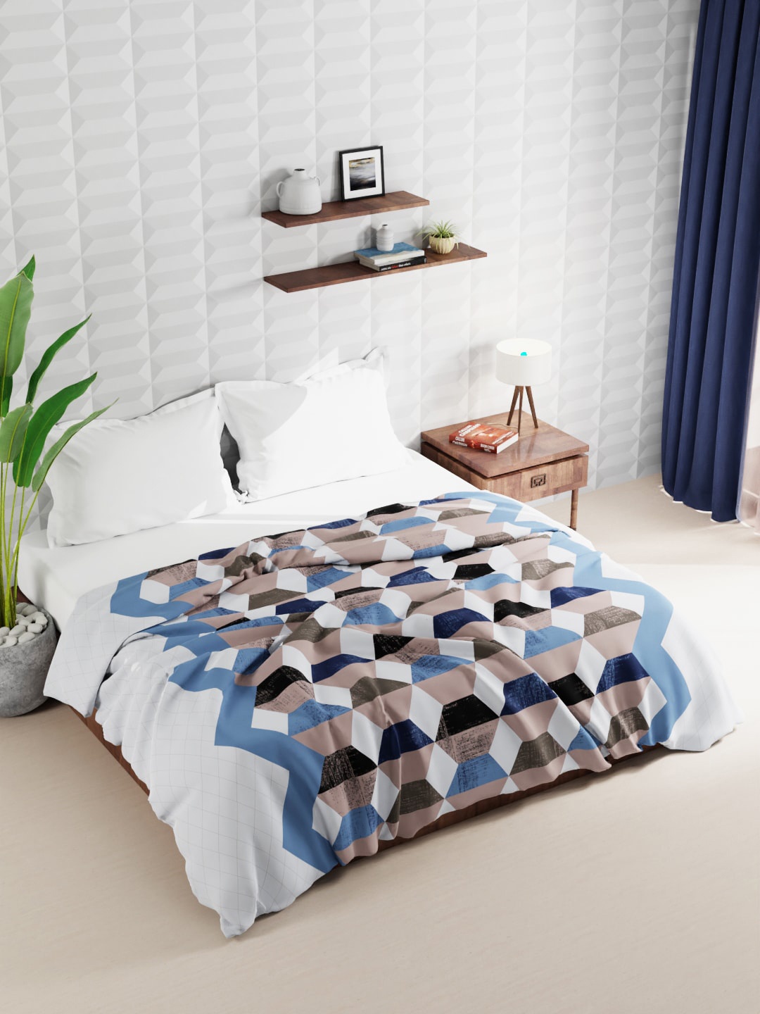 

BIANCA Geometric Microfiber AC Room 120 GSM Double Bed Quilt, Brown