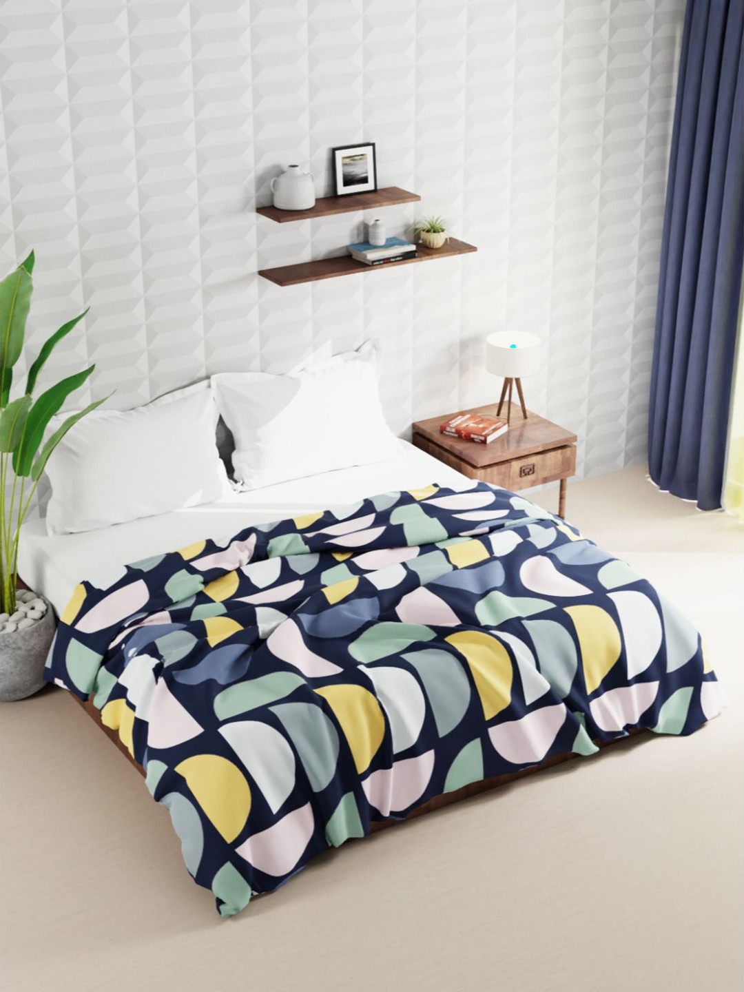

BIANCA Black & Yellow Geometric Microfiber AC Room 120 GSM Double Bed Quilt