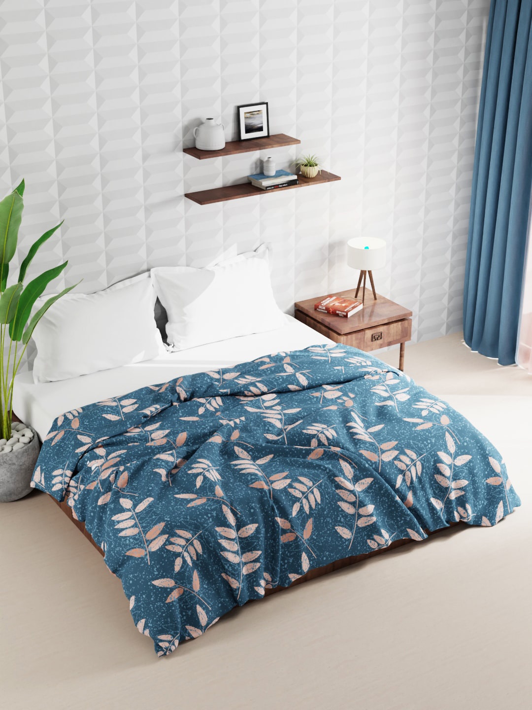 

BIANCA Blue Floral Microfiber Double Quilt