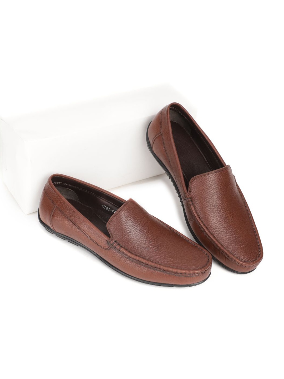 

One8 Men Tan Brown Textured Formal Slip-On Shoes