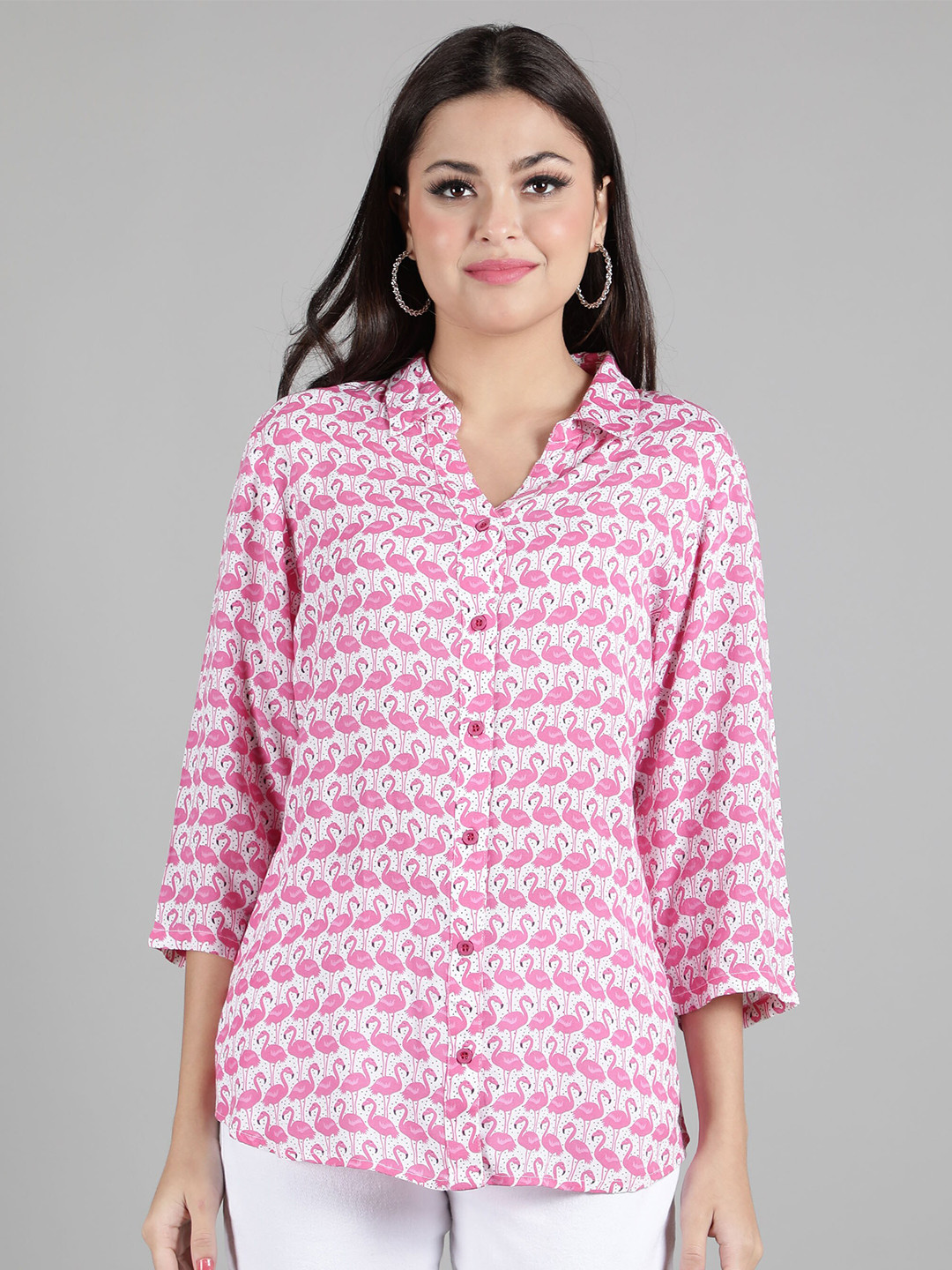 

DEBONATELLA Women Pink Comfort Printed Casual Shirt