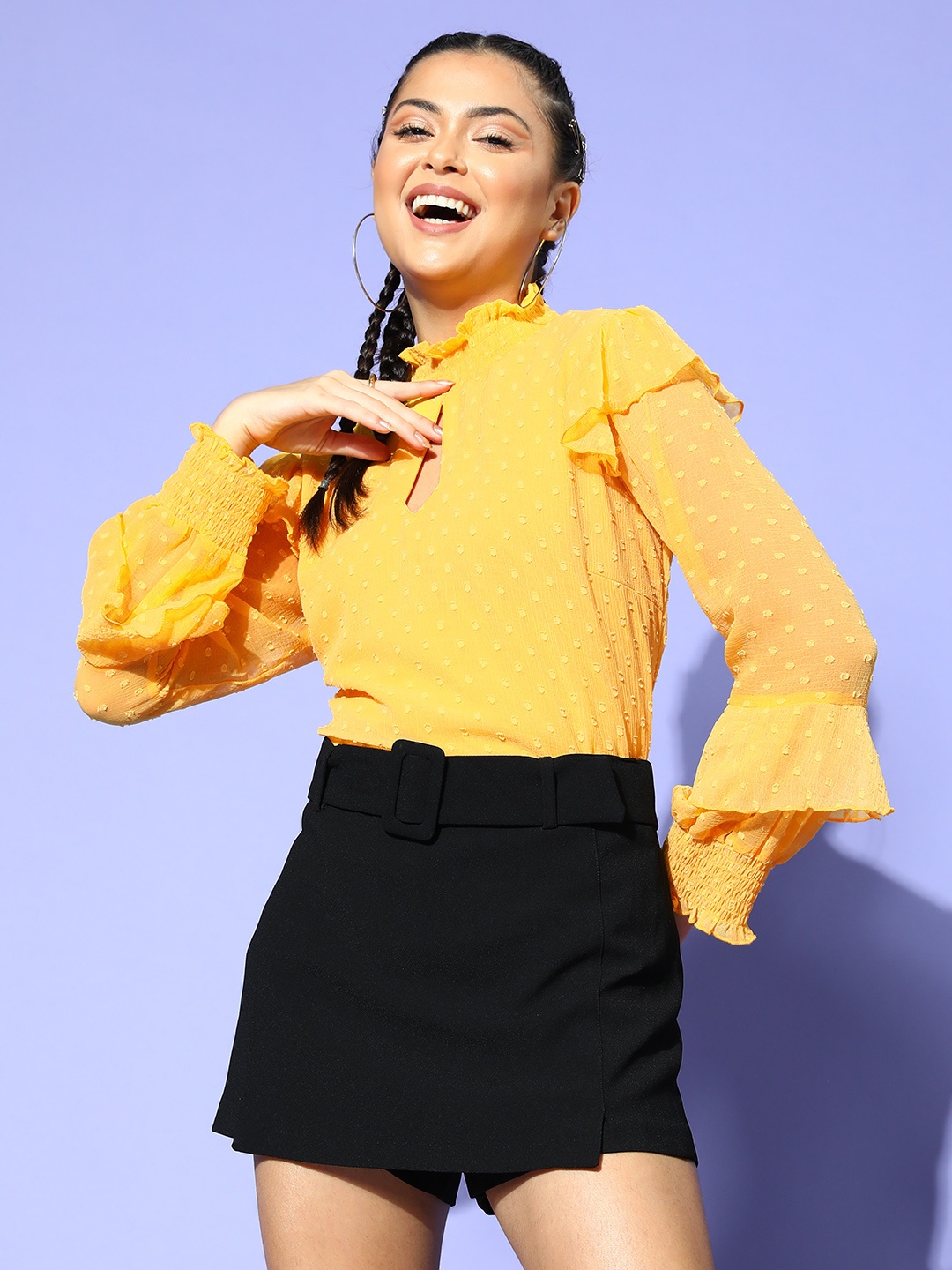

plusS Bright Yellow Geometric Once Upon a Sleeve Top