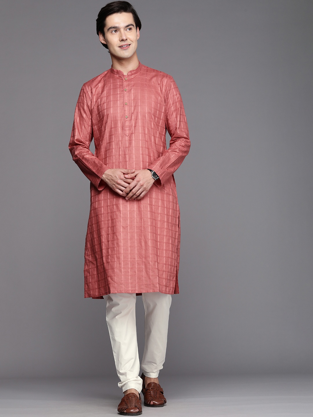 

Manyavar Men Coral Kurta with Churidar