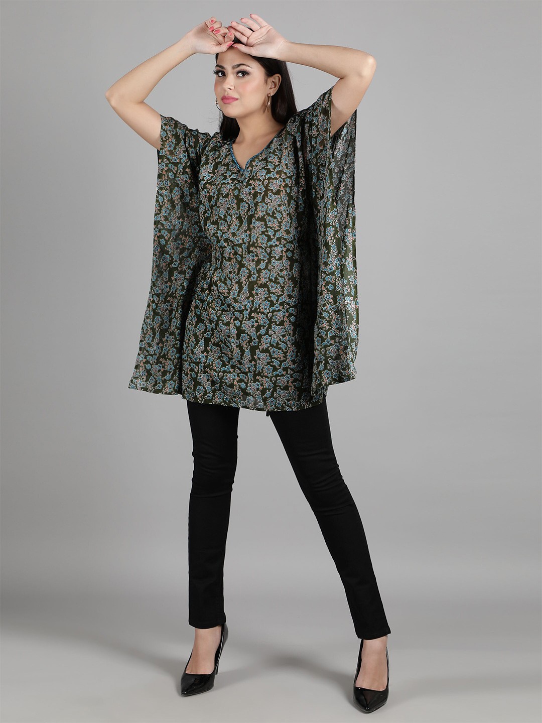 

DEBONATELLA Green Viscose Rayon Printed Tunic