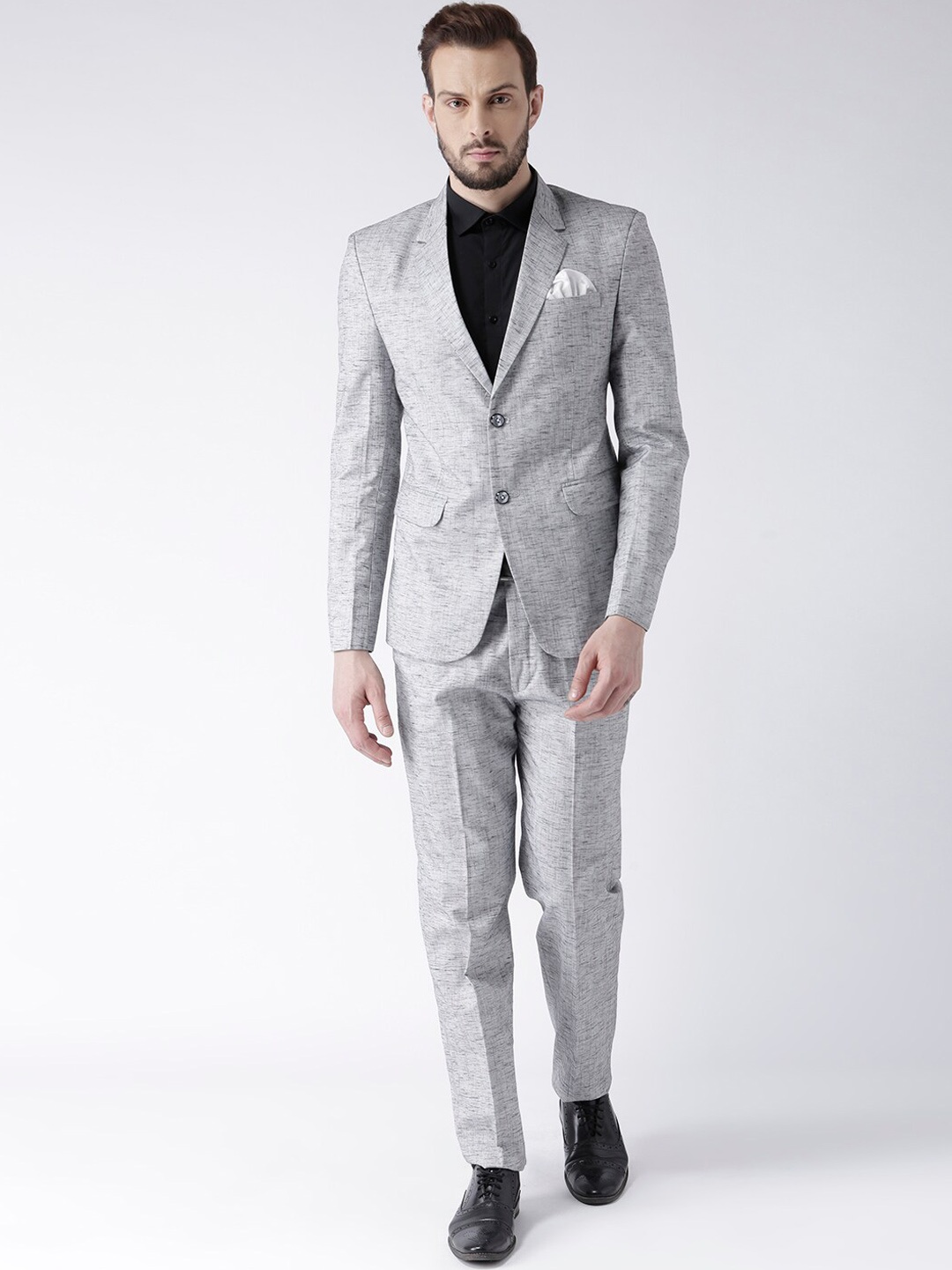 

Hangup Men Grey Solid Single-Breasted 2-Piece Formal Suit