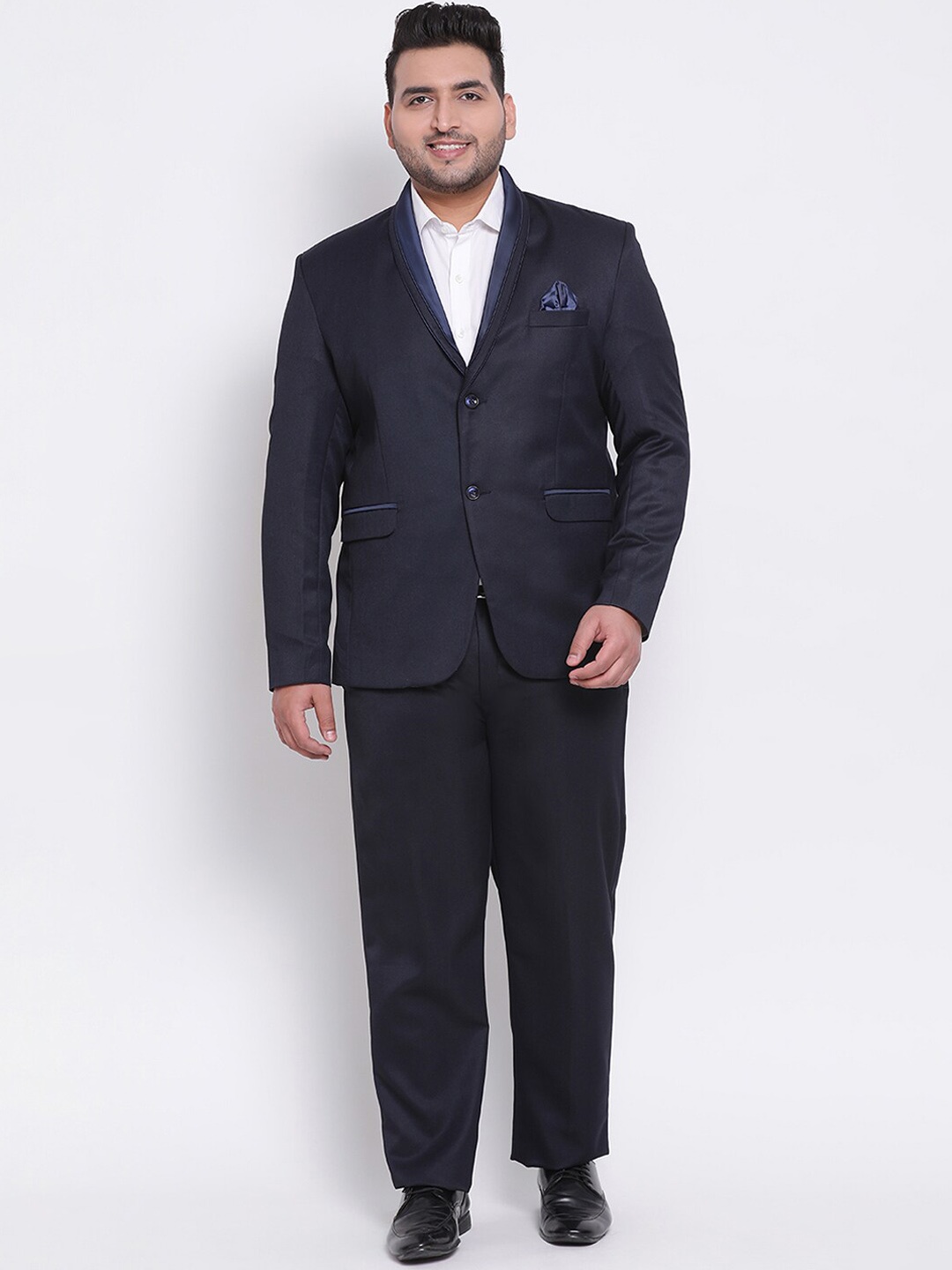 

Hangup Men Navy-Blue Solid Regular-fit Single-Breasted Two-Piece Formal Suit