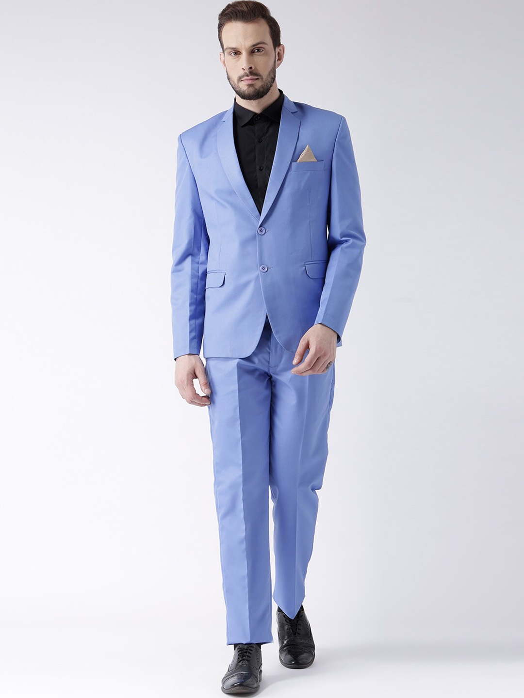 

Hangup Men Blue Solid Single-Breasted 2-Piece Formal Suit