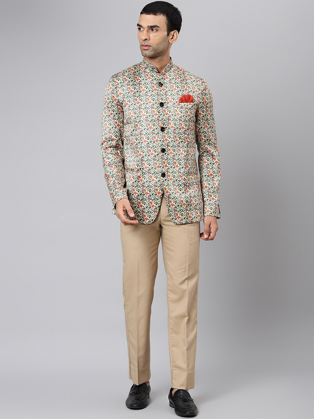 

Hangup Men Beige Colored Printed Single-Breasted 2-Piece Formal Suit