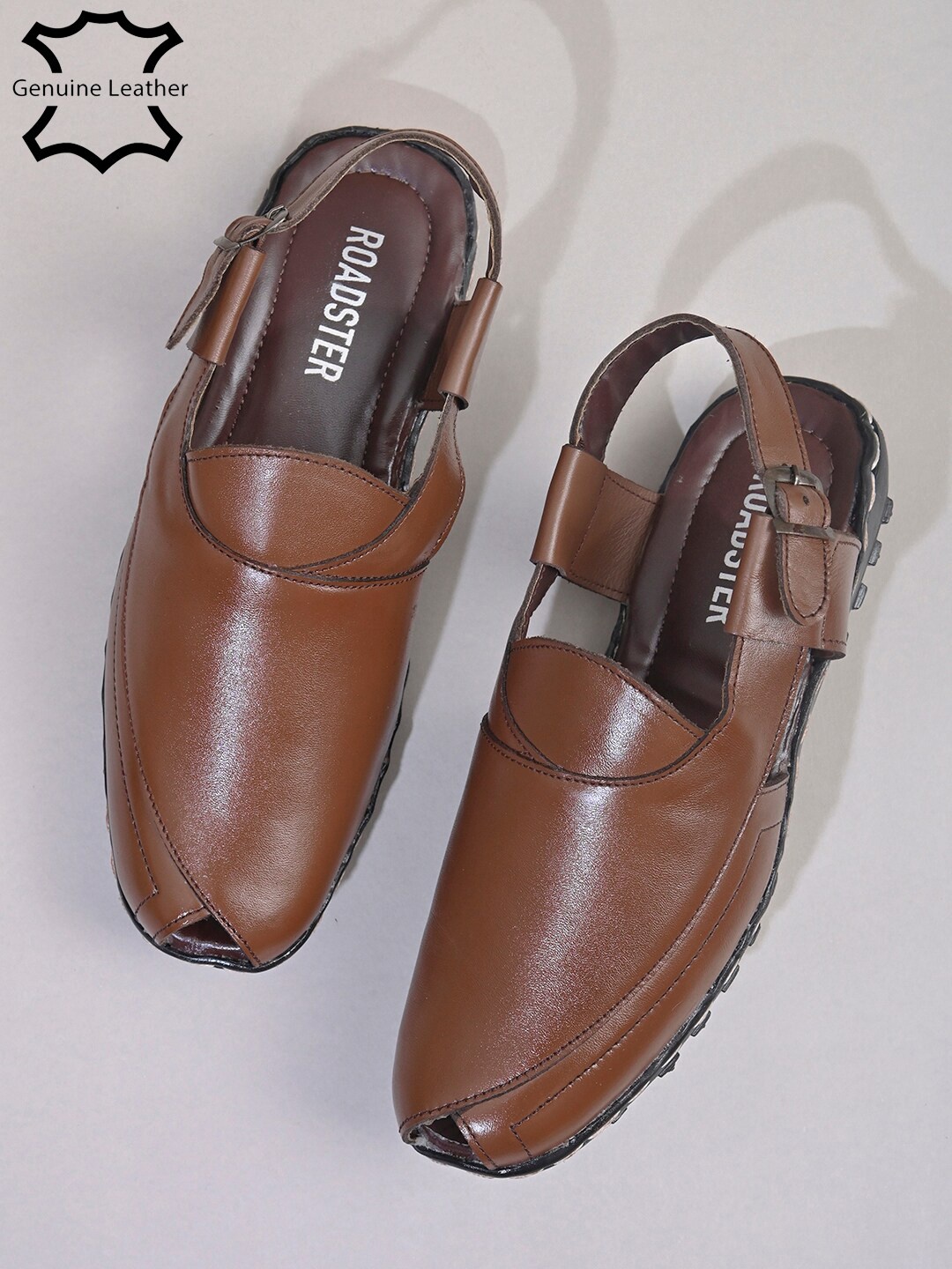

Roadster Men Leather Comfort Sandals, Brown