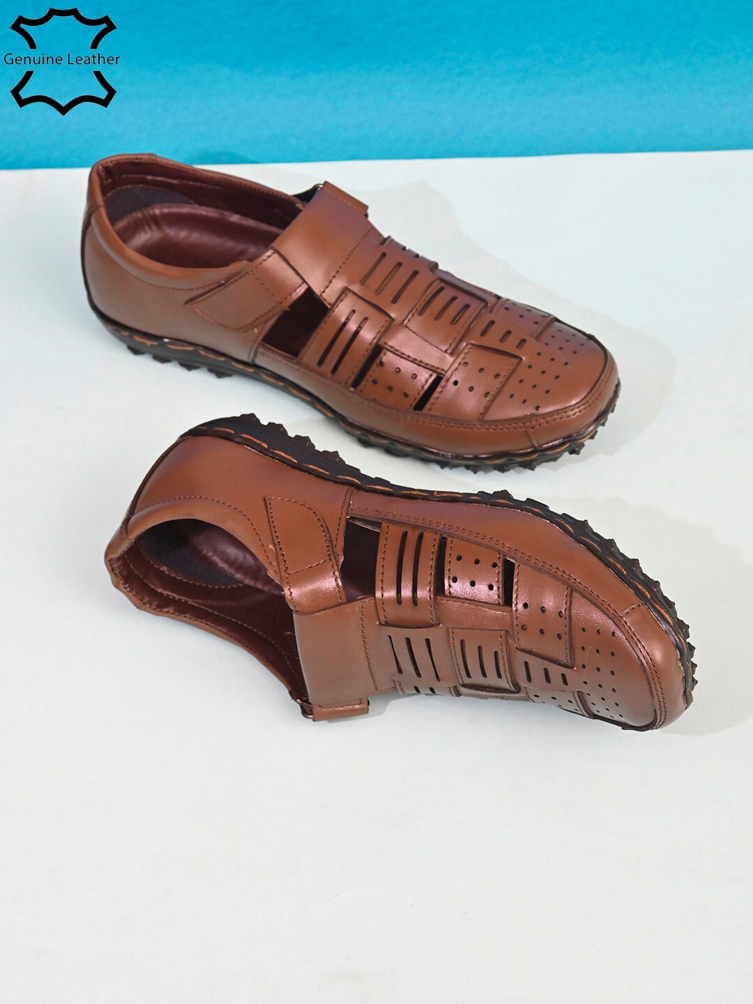 

Roadster Men Leather Shoe-Style Sandals, Brown