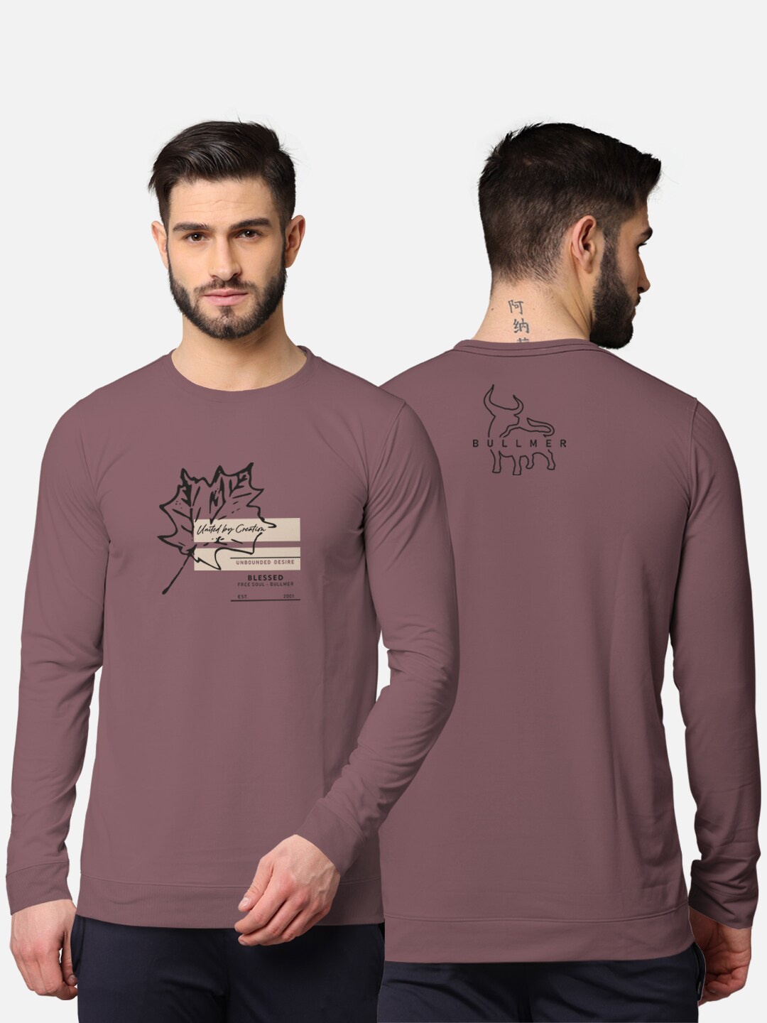 

BULLMER Men Taupe Typography Printed T-shirt