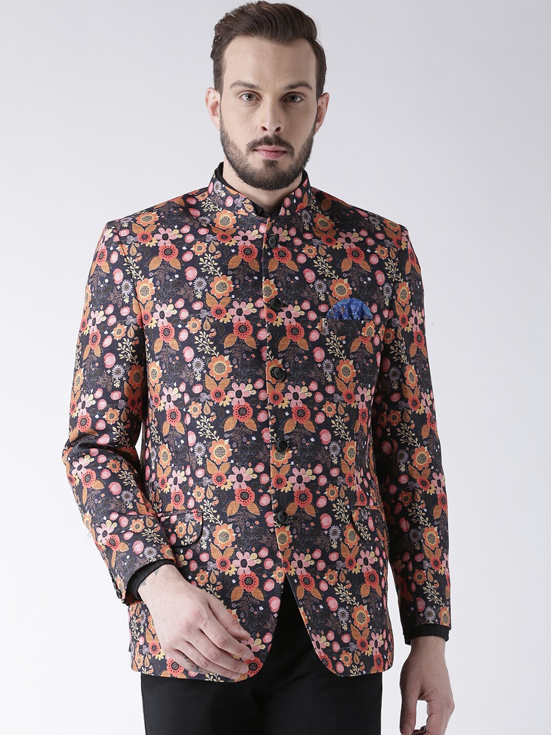 

Hangup trend Men Black Printed Bandhgala Blazer