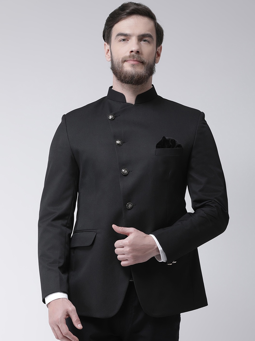 

hangup trend Men Black Solid Single Breasted Blazer