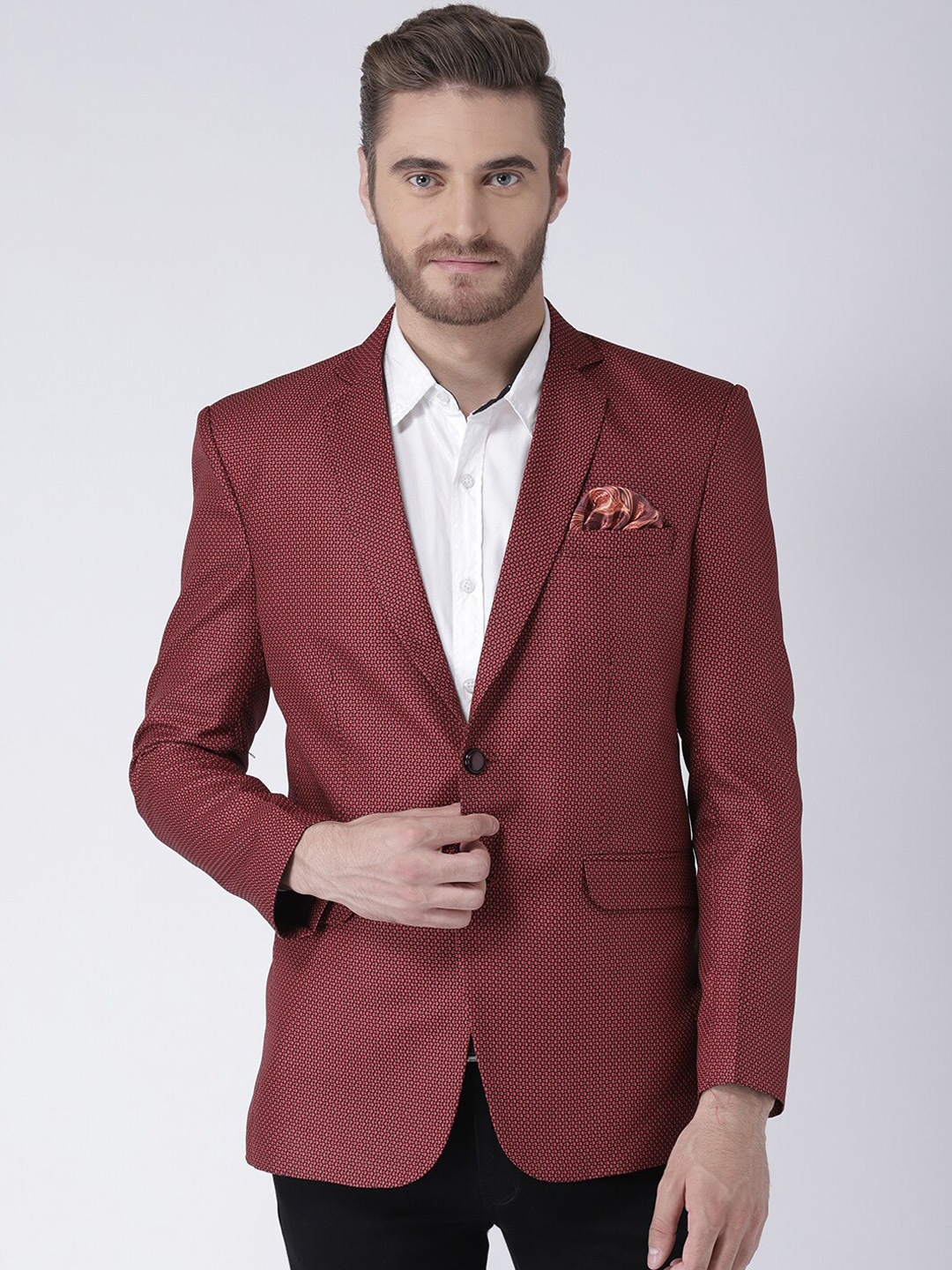 

Hangup Trend Men Maroon Solid Single-Breasted Blazer