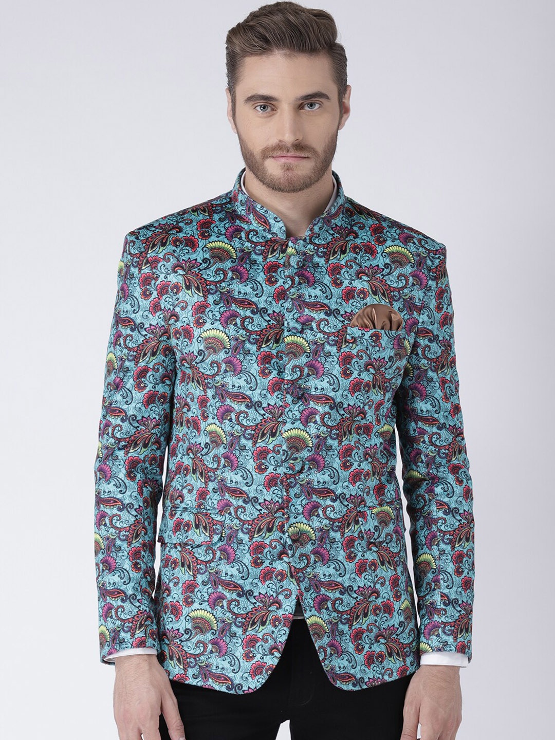 

hangup trend Men Blue Printed Single Breasted Party Blazers