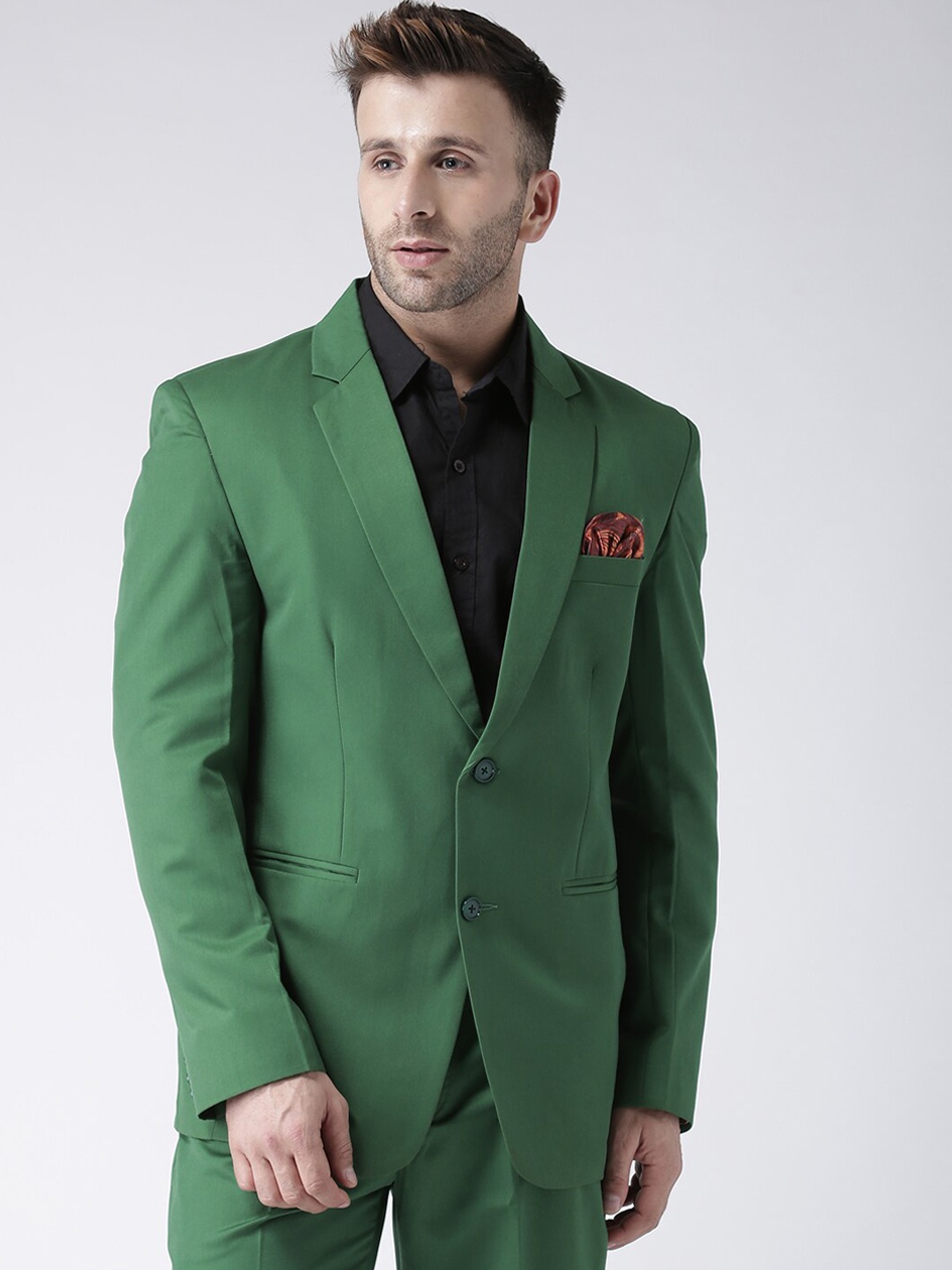 

hangup trend Men Green Solid Regular-Fit Single-Breasted Blazer