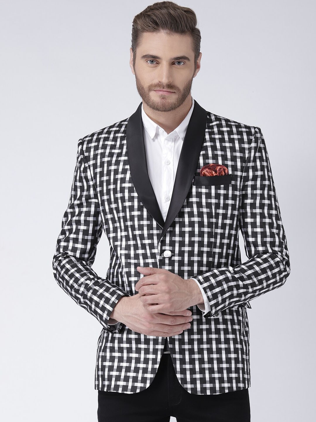 

hangup trend Men Black Printed Geometric Single-Breasted Party Blazers