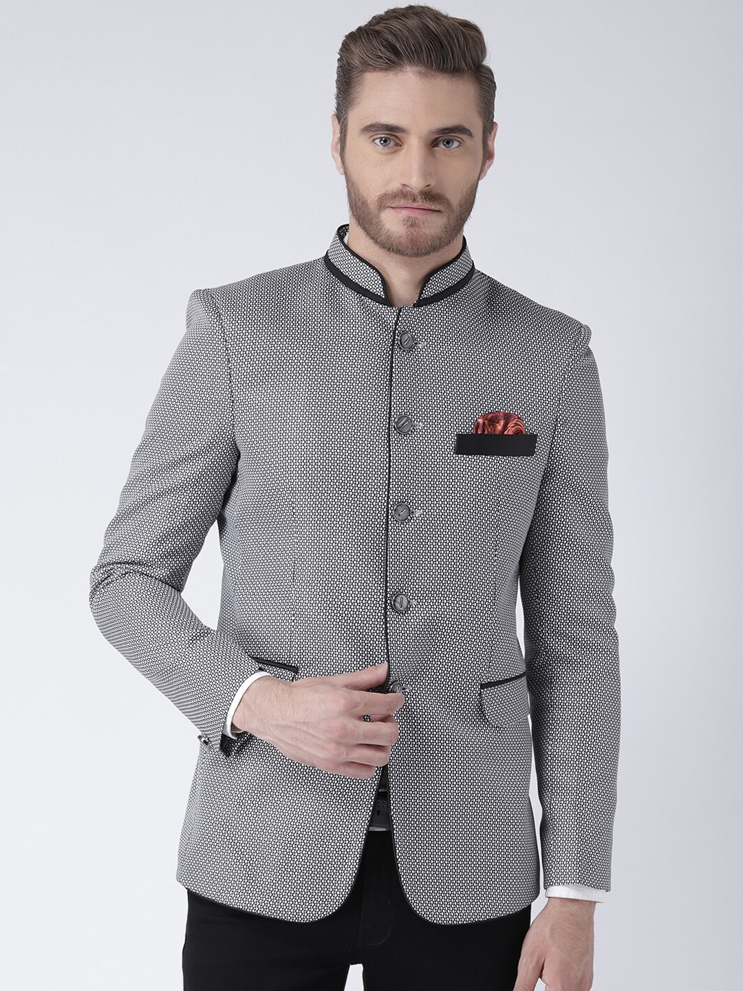 

hangup trend Men Black Printed Single Breasted Party Blazer, Multi